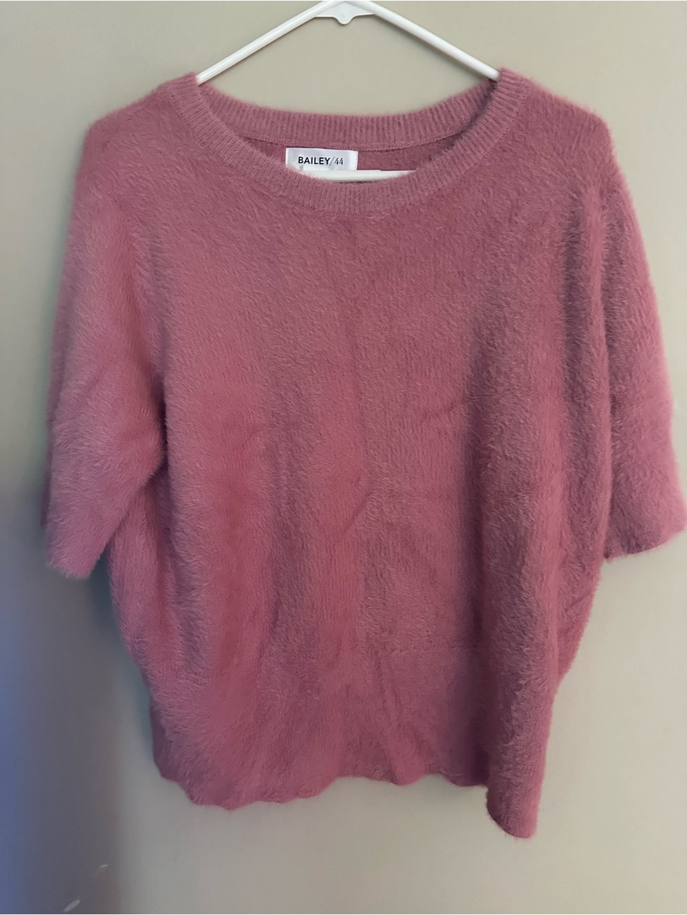 BAILEY 44 size XL, Rose Pink Fuzzy Crewneck Sweater